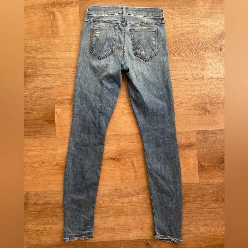 Mother The Looker Graffiti Girl Distressed Skinny Jeans Blue Women’s Size 24 - Picture 8 of 8